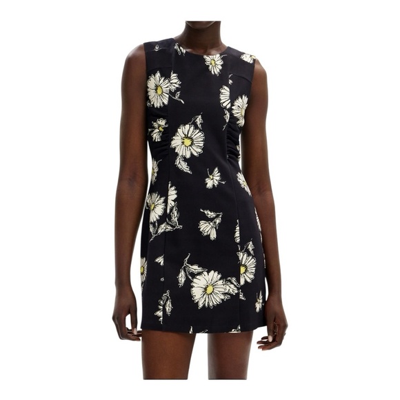 Desigual Slim Fit Floral Sheet Jersey Mini Dress in Black NWOT - Picture 6 of 8